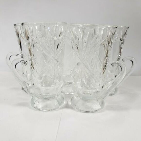Vintage Irish Coffee Glass Cut Glass Cups Made In Korea Set Of 5 Used Condition - Picture 1 of 7